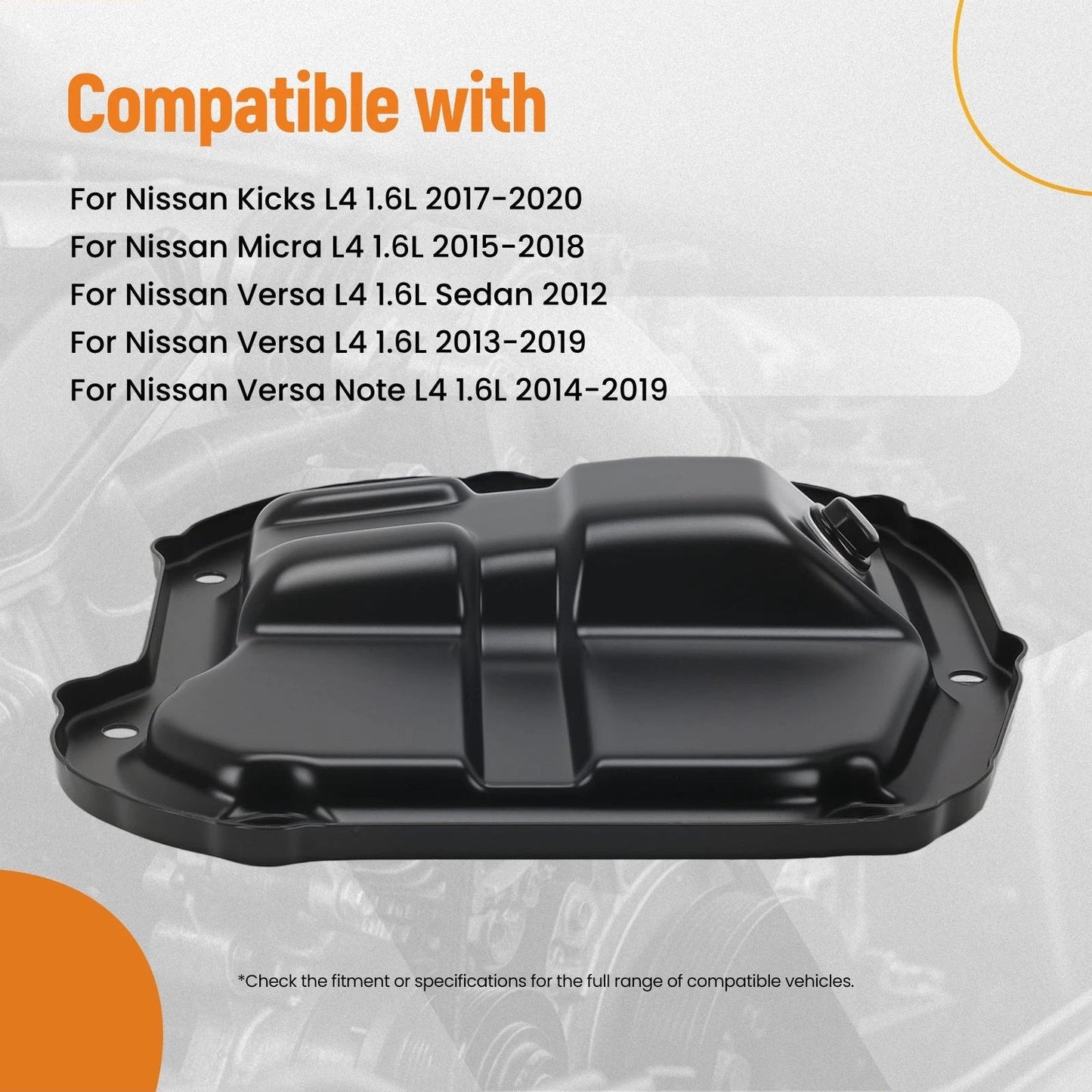 Engine Oil Pan for Nissan Micra L4 1.6L (2015–2018)