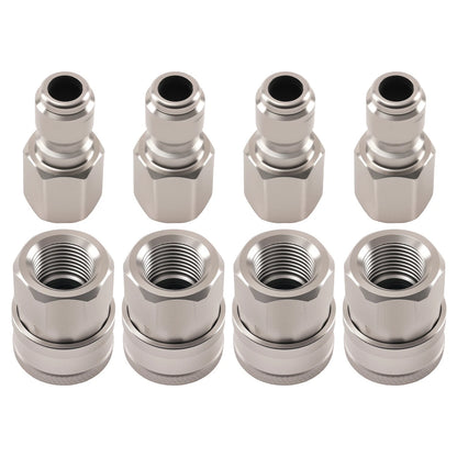 3/8in Quick Connect Stainless Steel Pressure Washer Adapter for 4Sets (—)