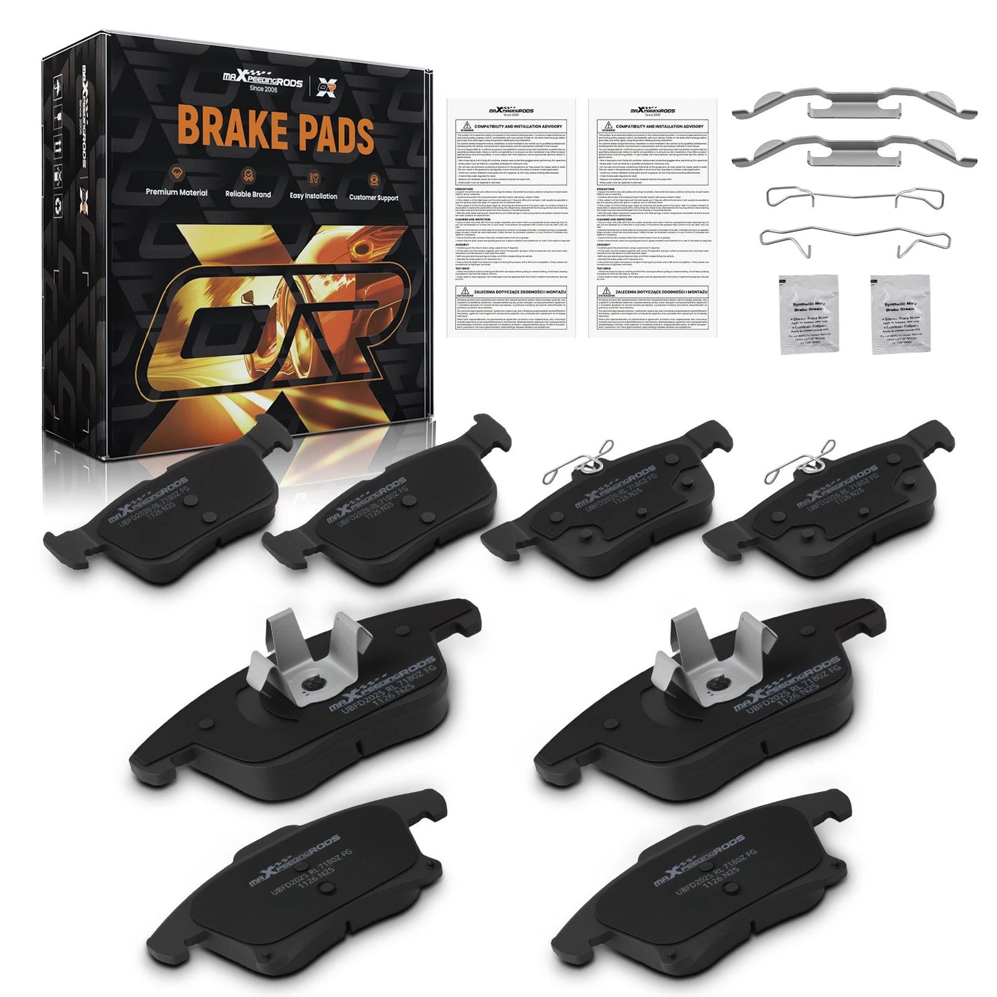 Front and Rear Ceramic Brake Pads for Lincoln MKZ and Ford Fusion (2013–2020)