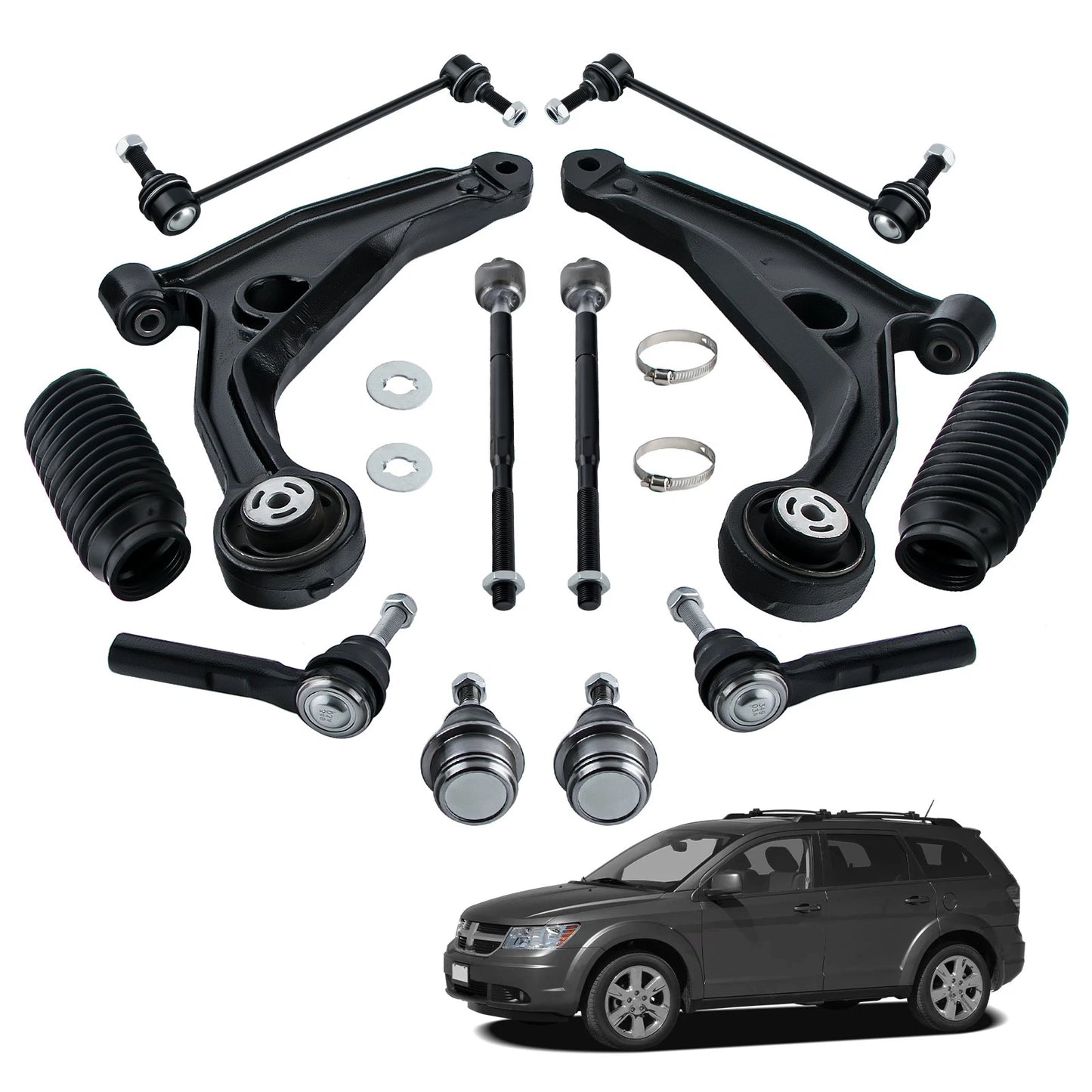 Front Lower Control Arm, Tie Rod, Sway Bar Ball Joint for Dodge Journey (2009–2020)