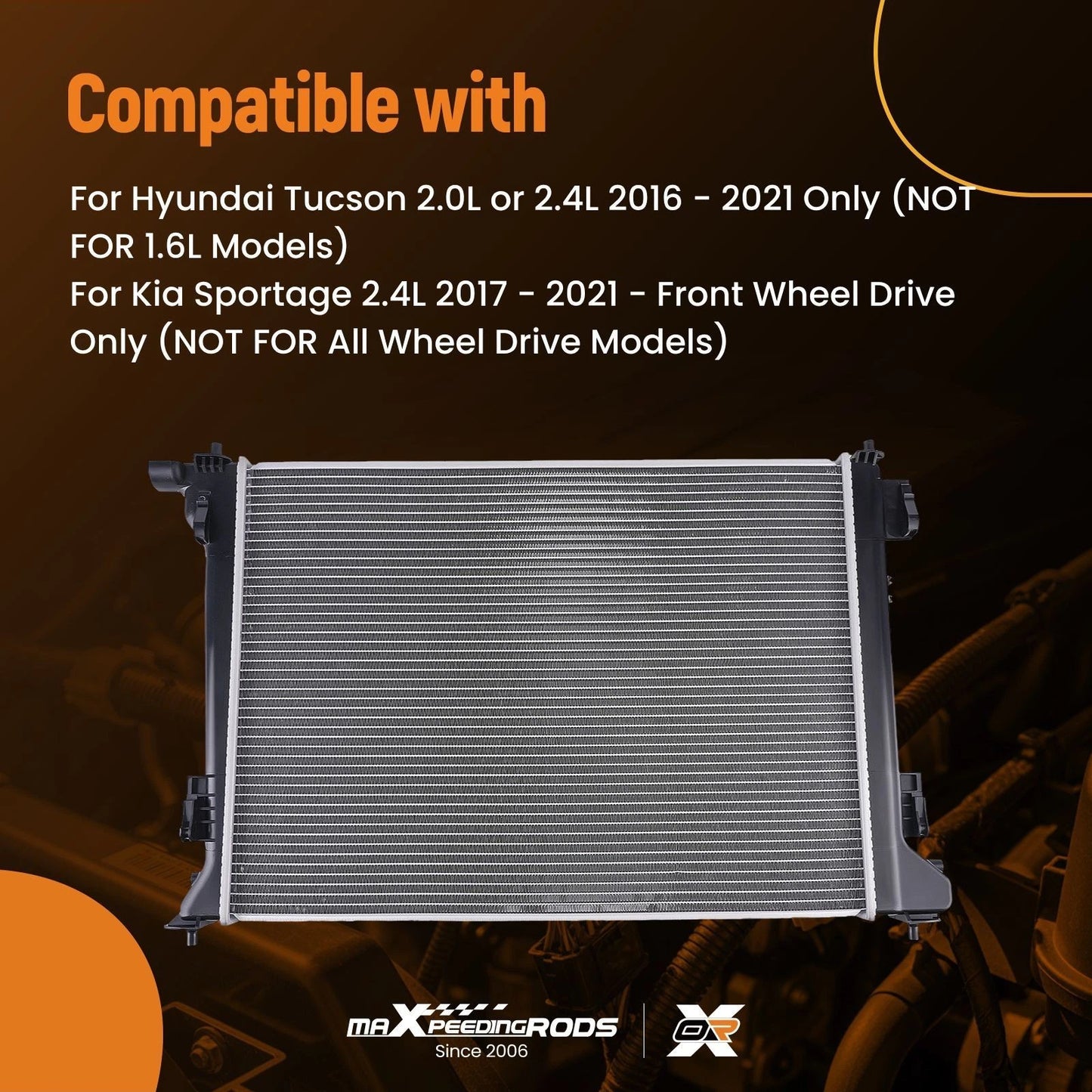 Crossflow Radiator for Hyundai Tucson 2.0L/2.4L (2016–2021) Direct Fit