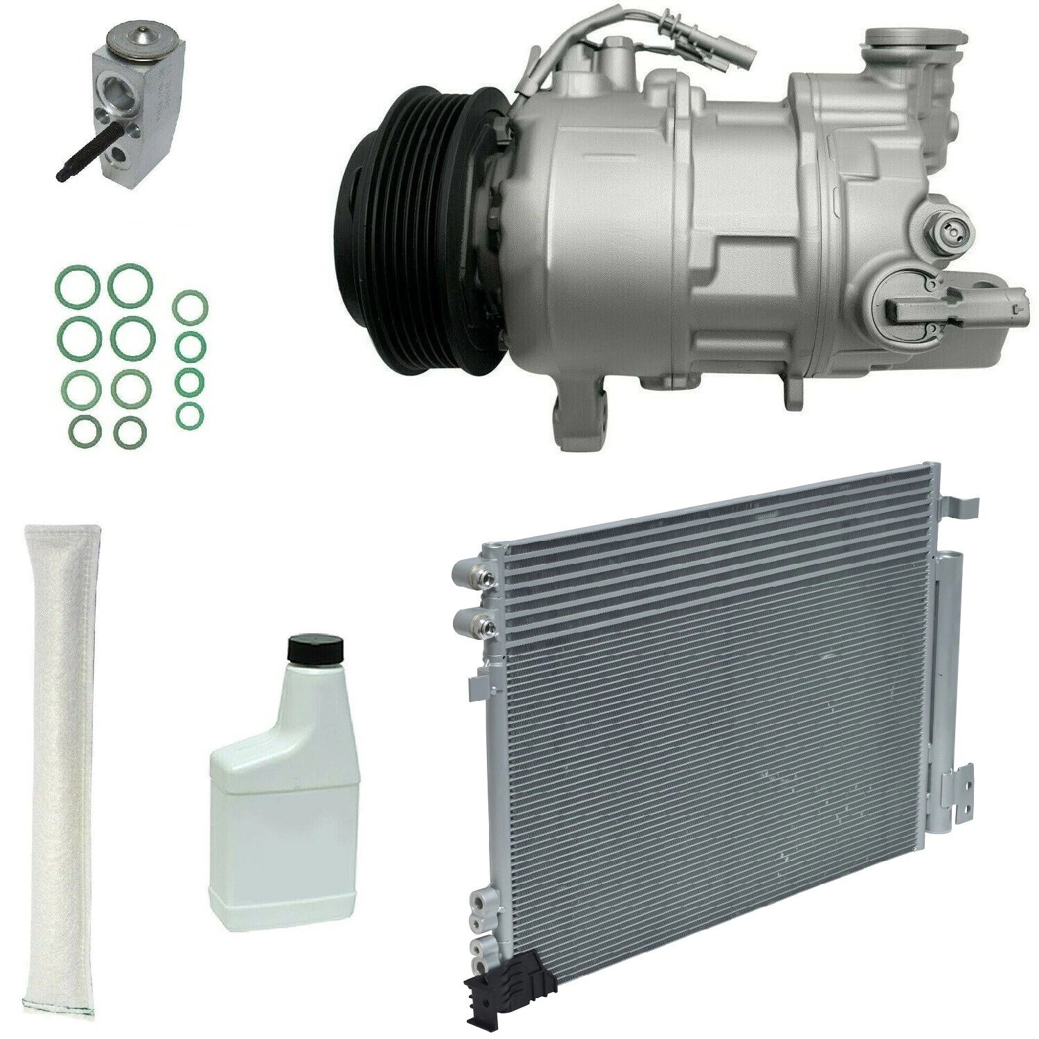AC Compressor Kit with Condenser Replacement for Car Brand Model (2000–2010)