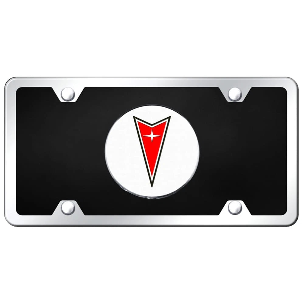 Chrome on Chrome/Black Acrylic License Plate Kit-Officially Licensed for Pontiac
