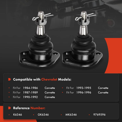2X Front Upper Side Ball Joint for Chevrolet Corvette (1984–1996)