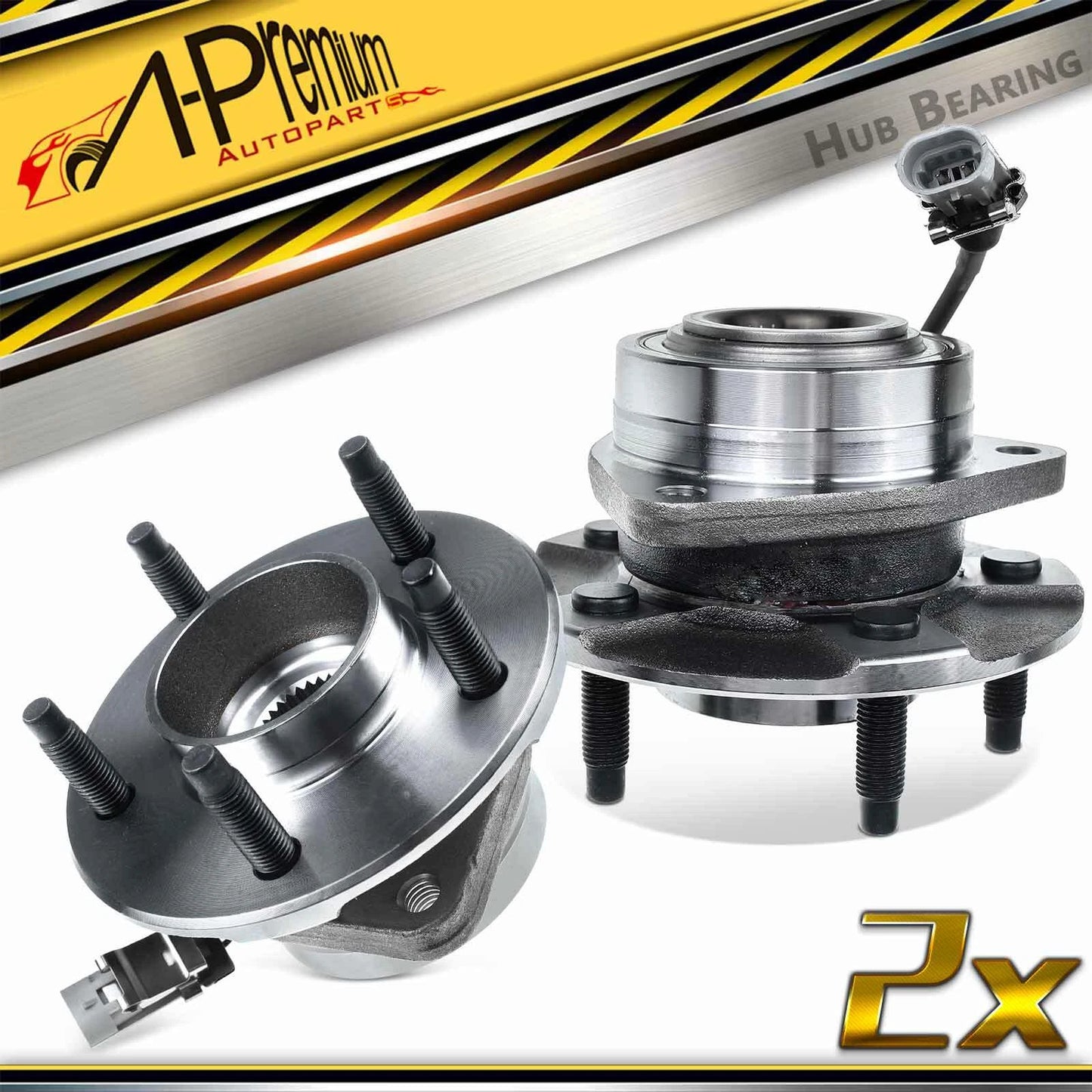 2X Front Wheel Hub & Bearing Assembly with ABS Sensor for Chevy Equinox (2010–2017)