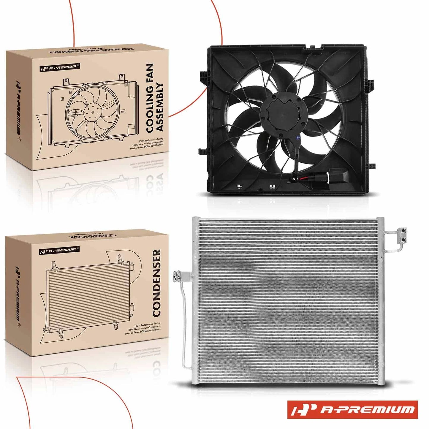 AC condenser and cooling fan assembly kit for Mercedes-Benz GL350 GLE43 AMG (2016–2019)