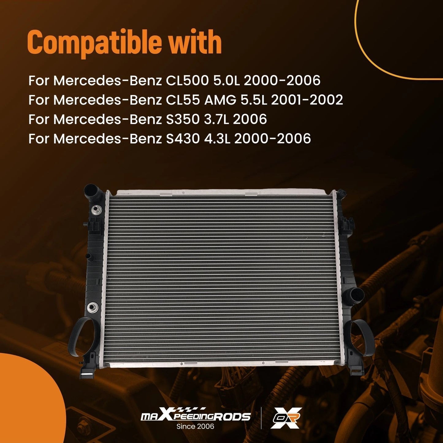 Aluminum Radiator for Mercedes CL500 S430 S500 (2000–2006) Crossflow