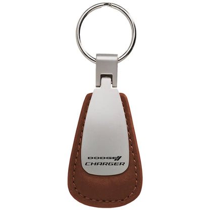 Brown Leather Teardrop Keychain - Officially Licensed for Dodge Charger