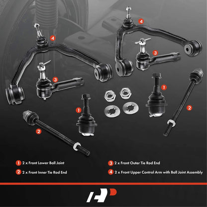 8x Control Arm with Ball Joint Tie Rod End for Chevy Tahoe (2000–2006)