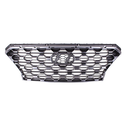 Replacement Gray Satin/Chrome Polypropylene Front Grille w/o Camera Hole