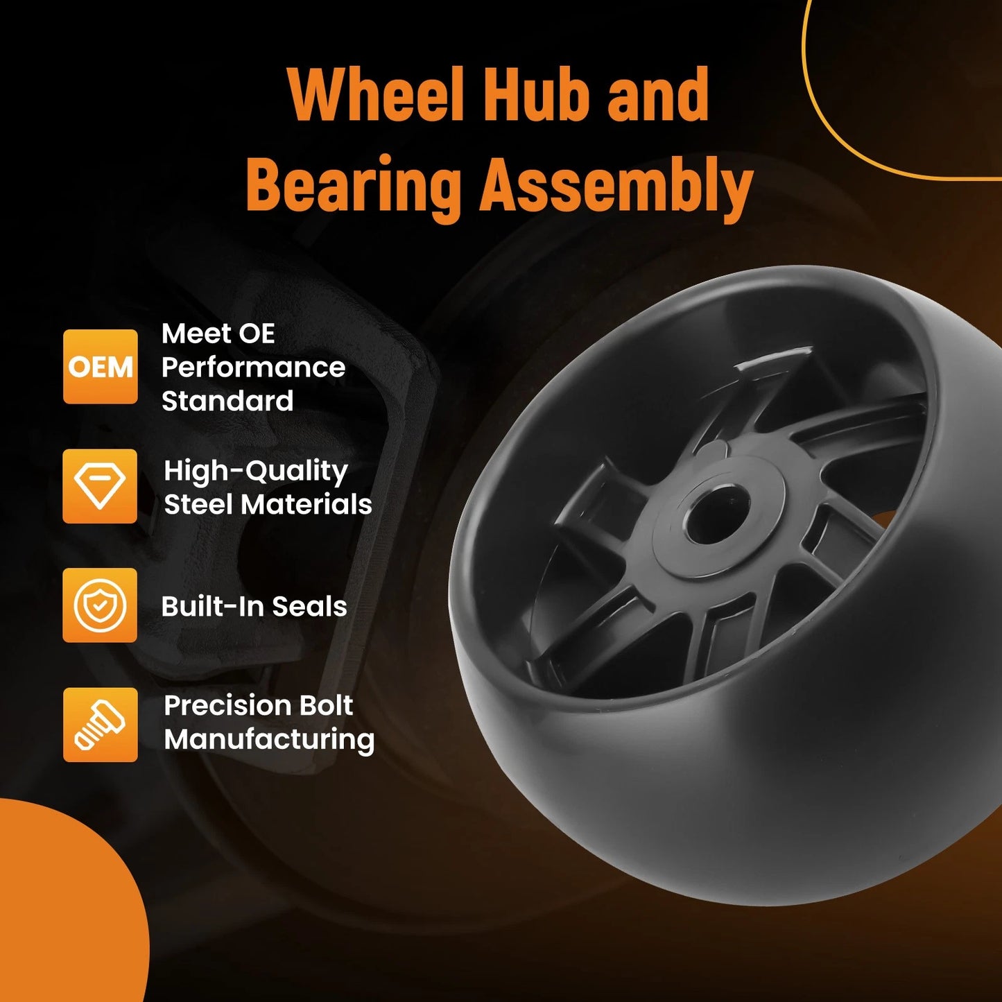 4-Pc Deck Wheels and Hardware for Husqvarna AYP Sears (2010–2010)