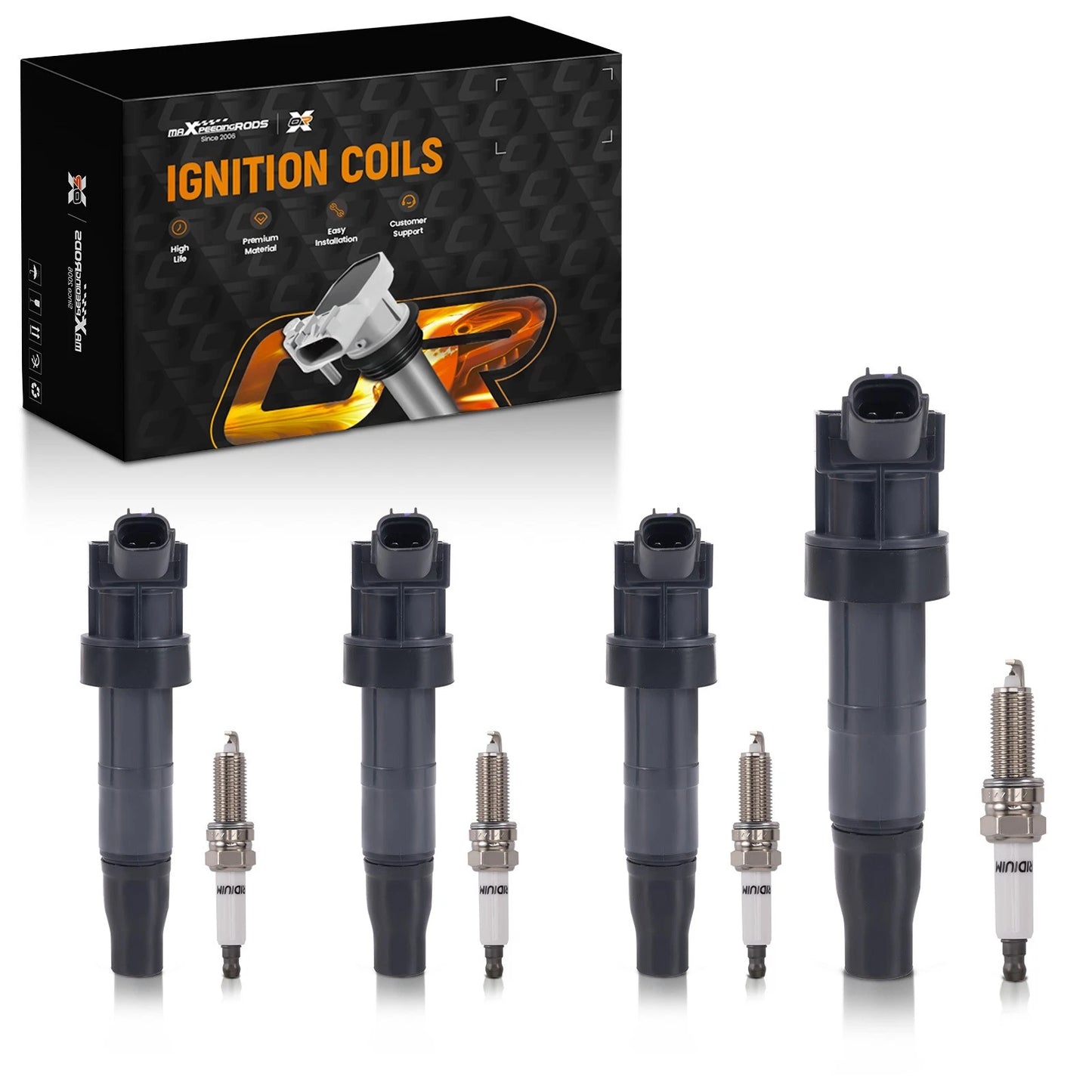 4 Ignition Coils and 4 Spark Plugs for Hyundai Santa Fe Sport 2.4L (2013-2016)