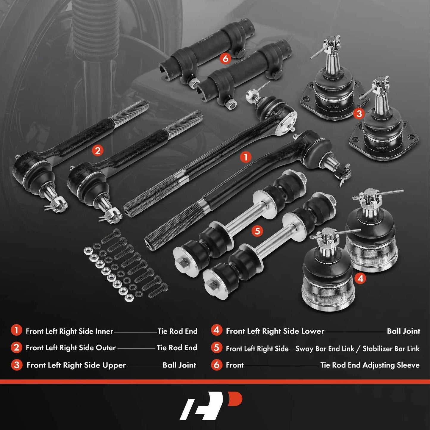 6x Front Ball Joints & Sway Bar End Links for Chevy Camaro (2010–2023)
