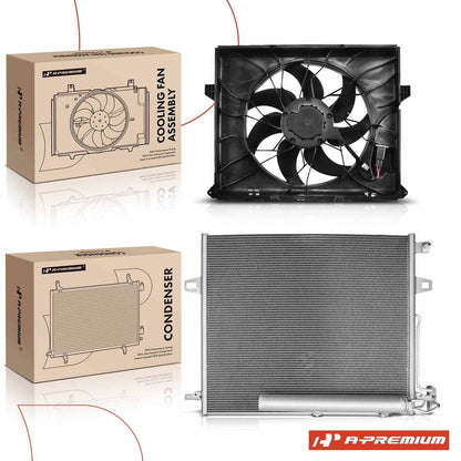 AC Condenser & Cooling Fan Assembly Kit for Mercedes-Benz ML350 (2012–2015)