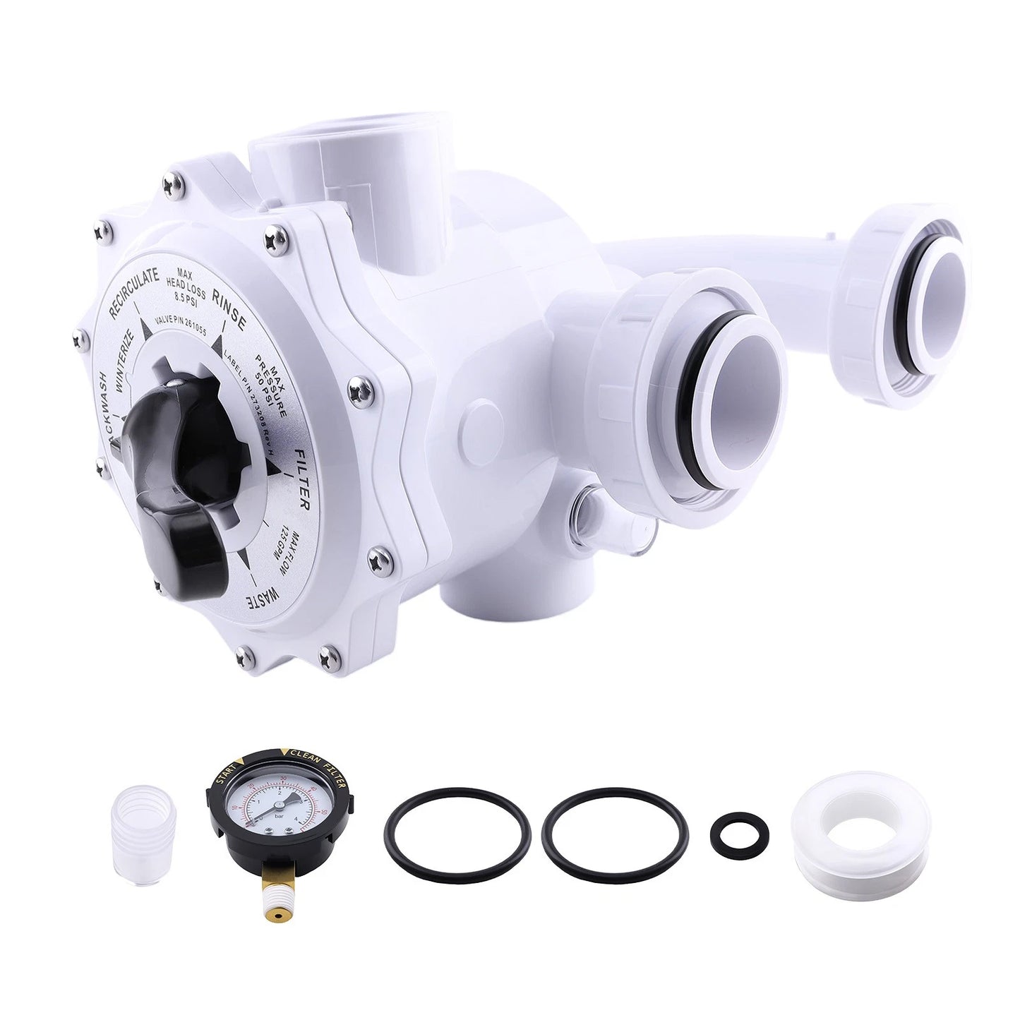6-Way Valve for Pentair Quad DE Filter 261055 (QUAD60–QUAD100, 2000–2000)