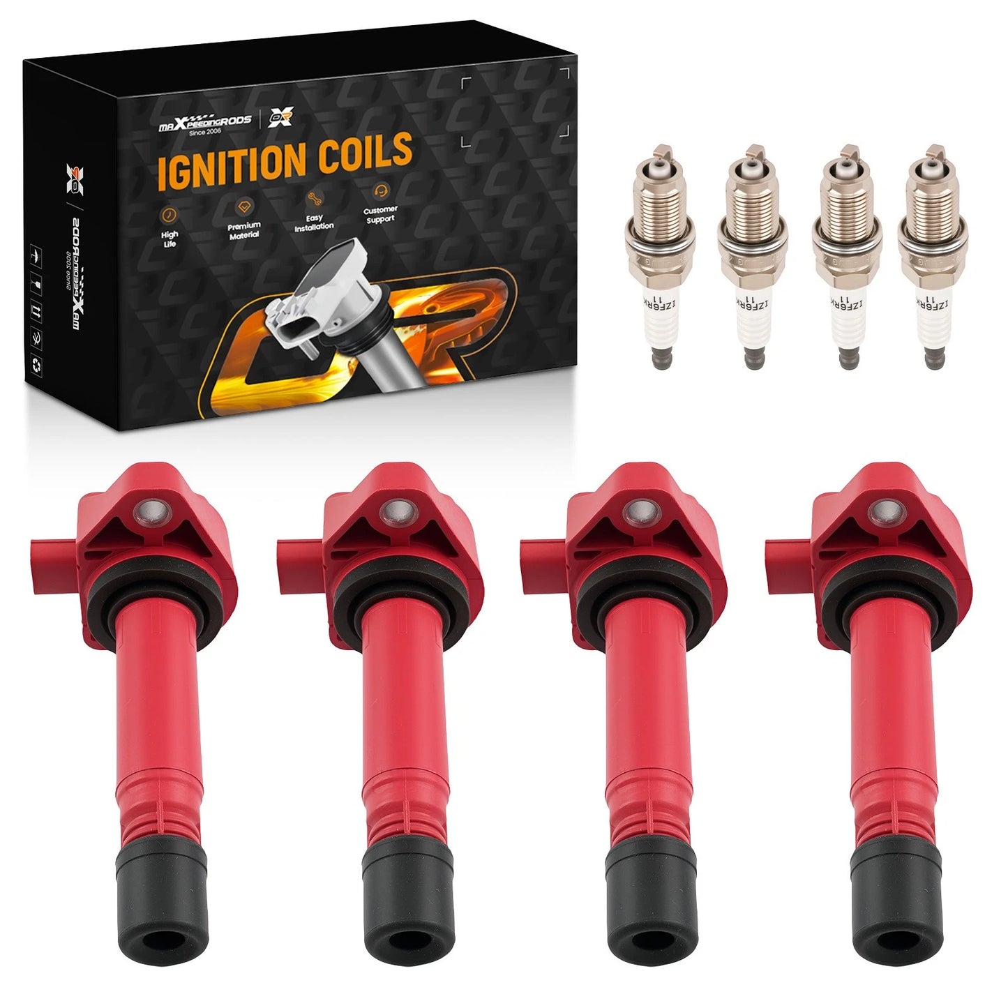 4pc Ignition Coil Pack & Iridium Spark Plugs for Honda Civic (2006–2011)
