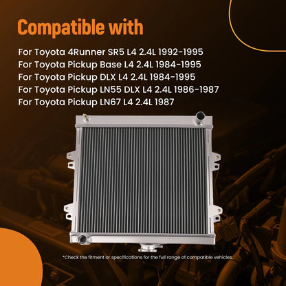3-Row Aluminum Radiator for Toyota Pickup 4Runner (1984–1995)