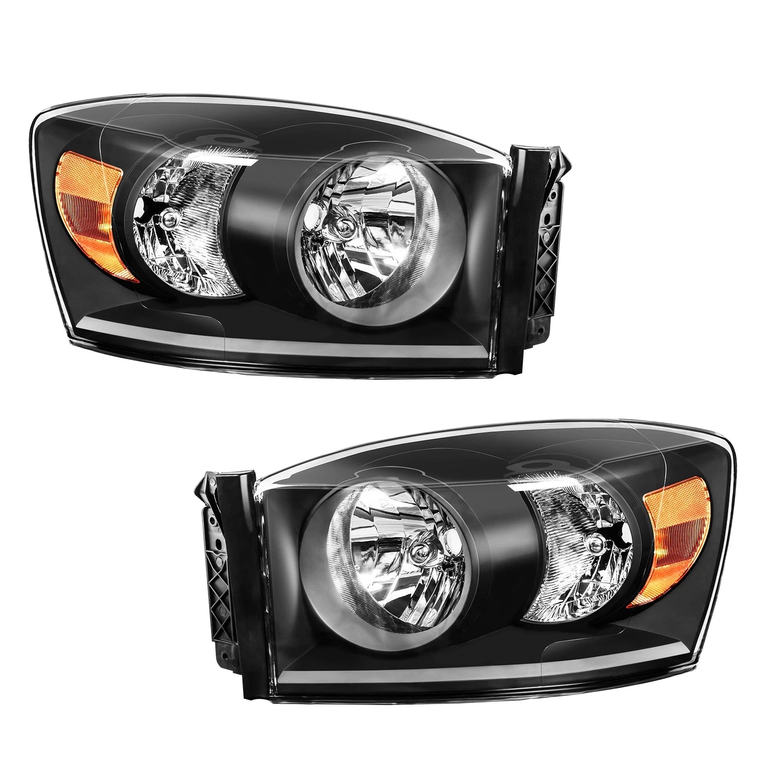 Headlight Assembly for Dodge Ram 1500 2500 3500 (2007–2009) Halogen Black