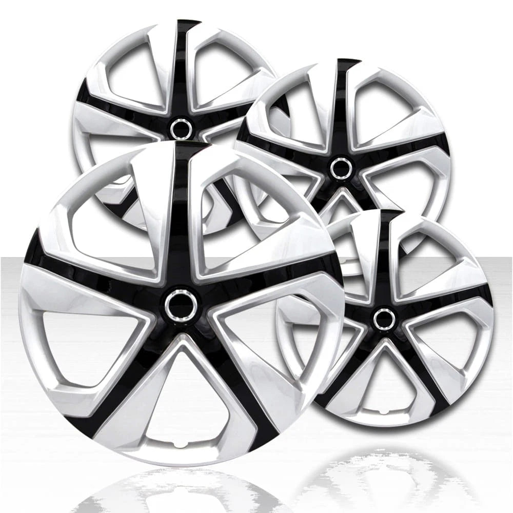 16" 5 Spoke Silver/Gloss Black Wheel Covers with Honda Civic Style (Set of 4)