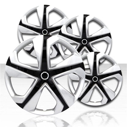 16" 5 Spoke Silver/Gloss Black Wheel Covers with Honda Civic Style (Set of 4)