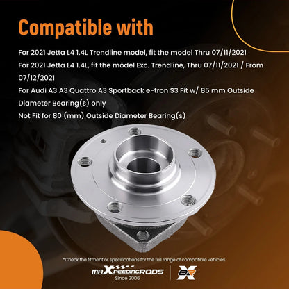Front Wheel Bearing Hub Assembly for Audi A3 (2015–2017) 5 Stud