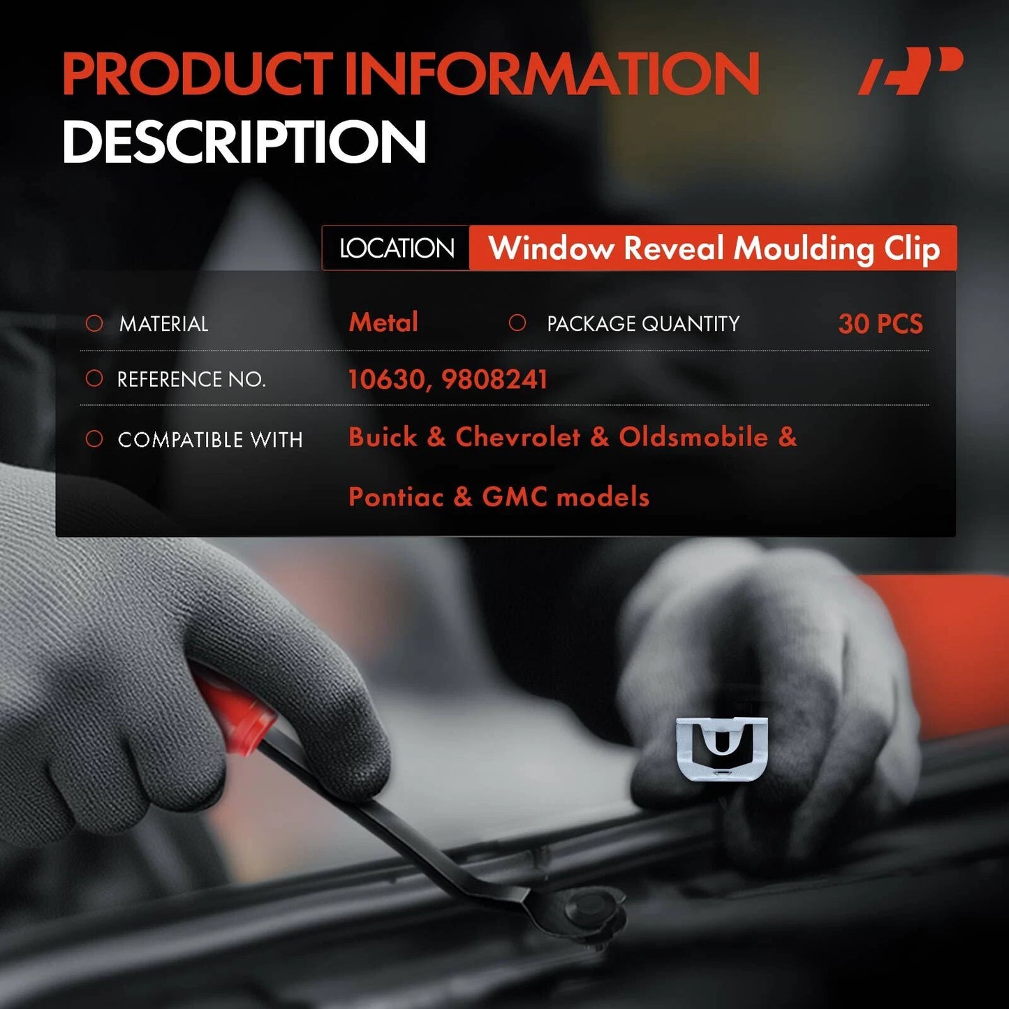 30Pcs Metal Window Reveal Moulding Clip for Chevy Buick