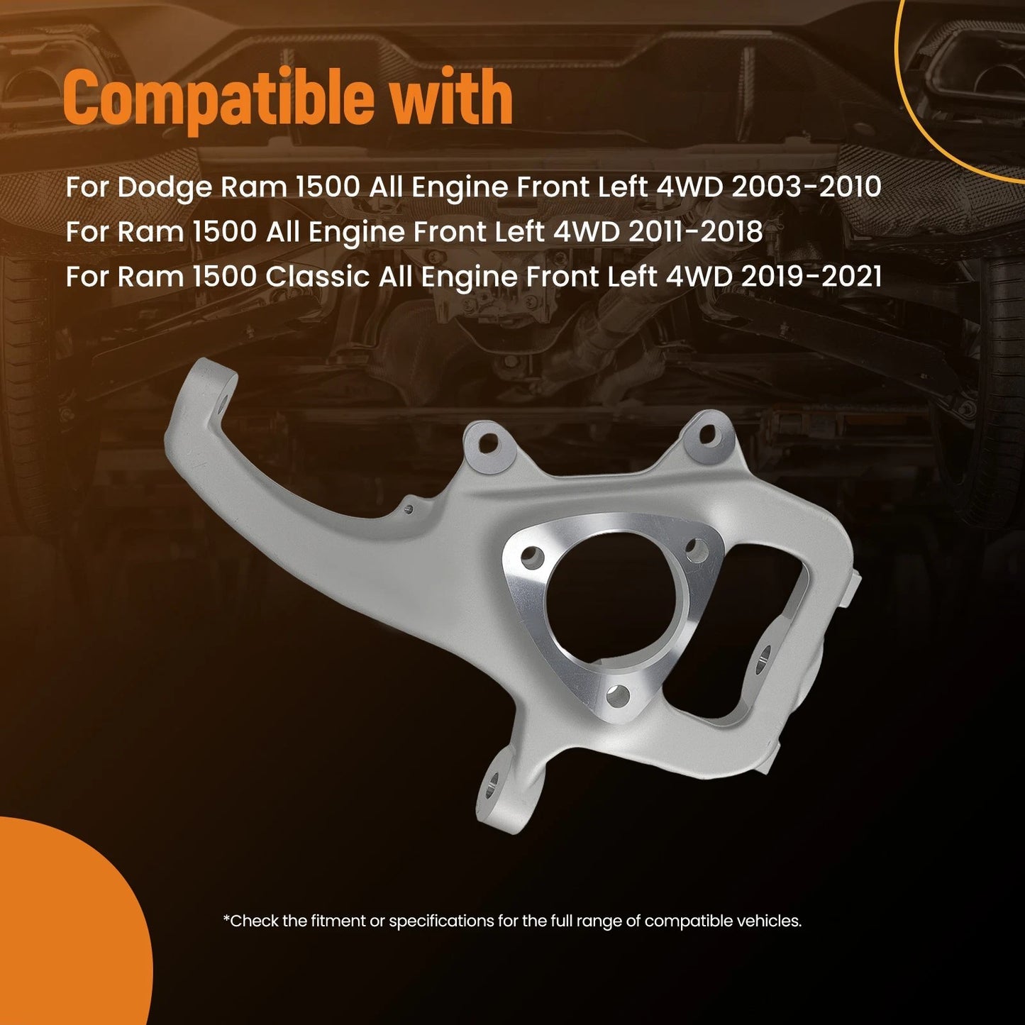 4x4 Front Steering Knuckle for Dodge Ram 1500 (2003–2021)