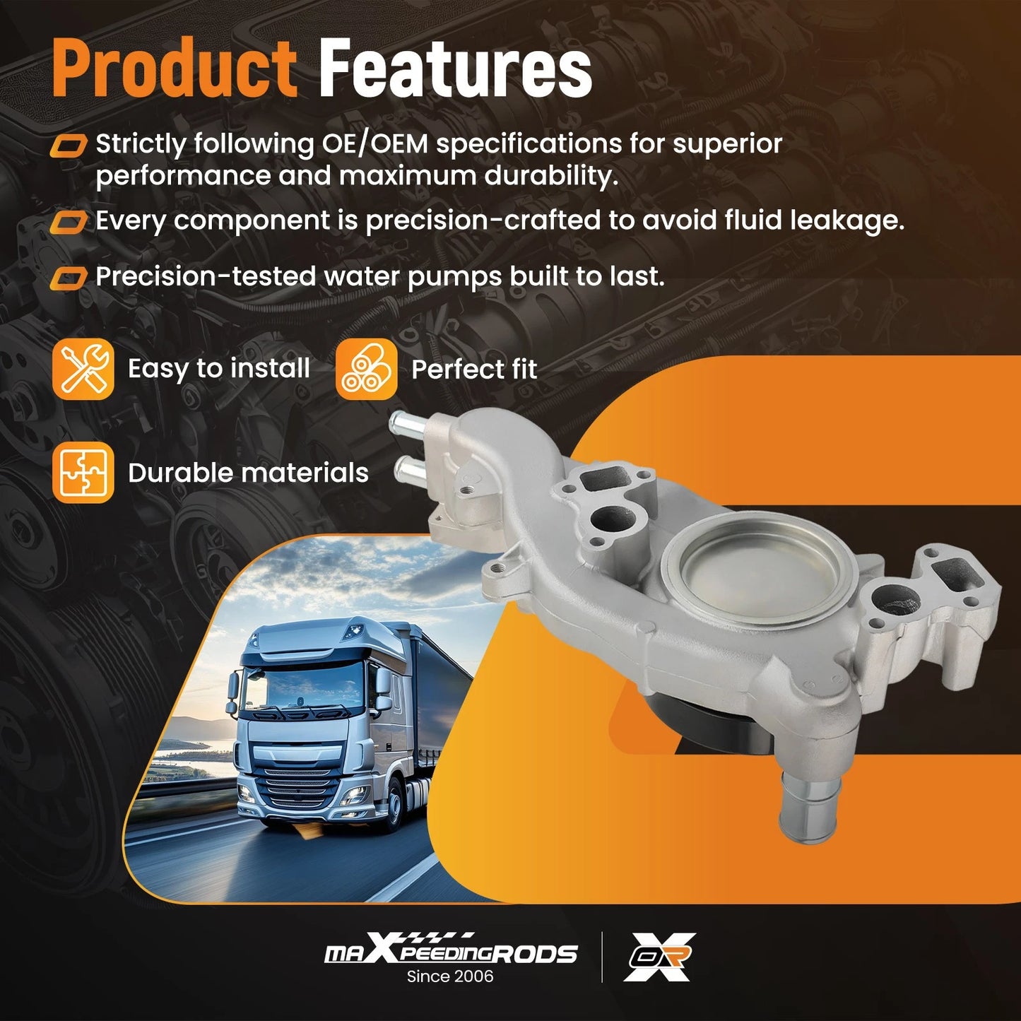 Engine Water Pump for Chevrolet Camaro SS V8 6.2L (2010–2015)