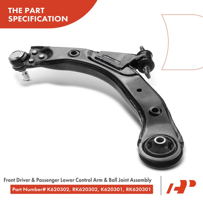 2X Front Lower Control Arm with Ball Joint for Chevrolet Cobalt (2005–2010)