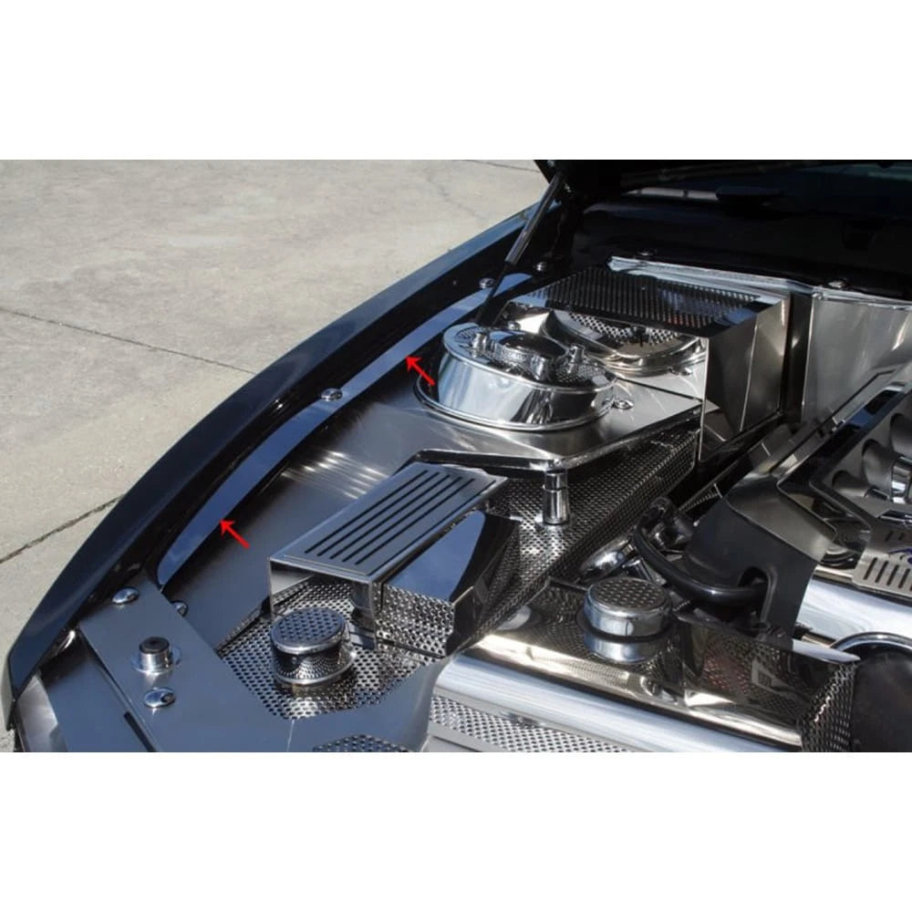 2pc Polished Stainless Steel Fender Top Caps for 2005–2009 Ford Mustang V6/GT