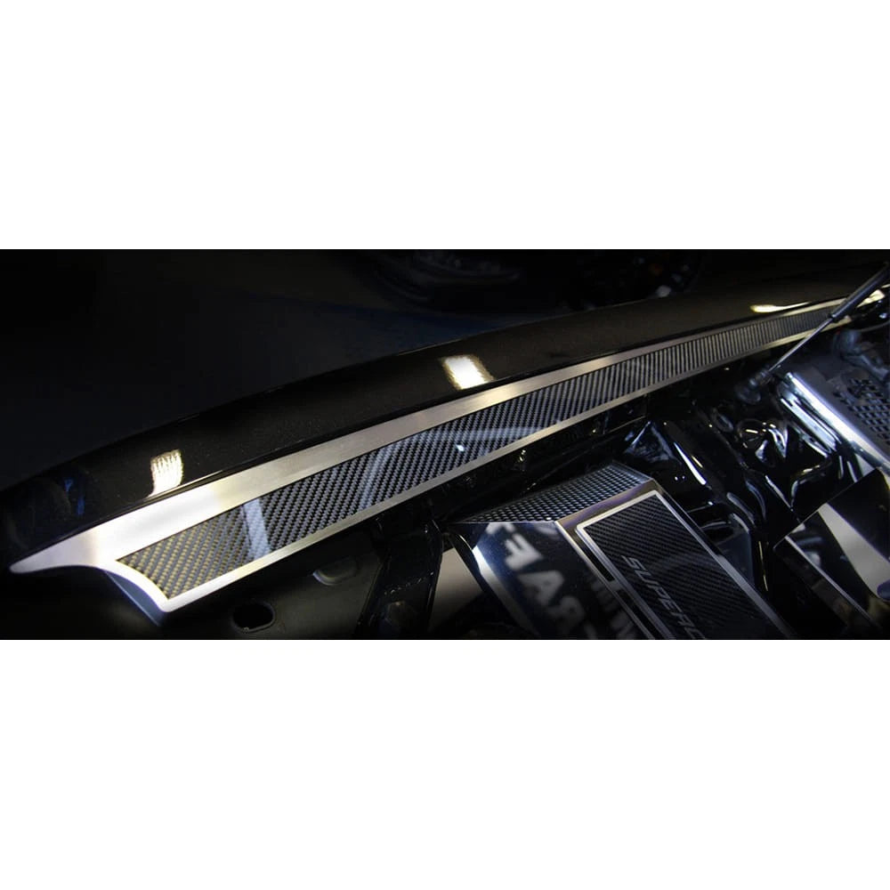 Brushed Stainless Fender Caps w/Carbon Fiber Inlay for 2008-19 Dodge Challenger