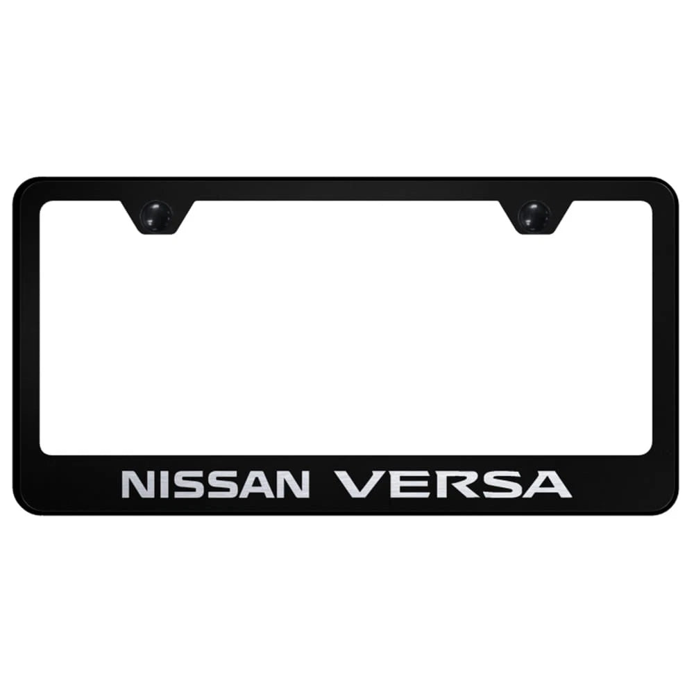 Laser Etched on Black License Plate Frame - Officially Licensed for Nissan Versa
