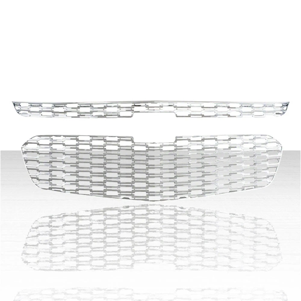 2pc Rectangular Honeycomb Grille Insert for 2014-2015 Chevy Malibu - Chrome