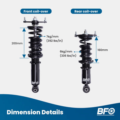 BFO Coilovers for Mazda Miata MX-5 (1990–2005) Front Adjustable Spring Kit
