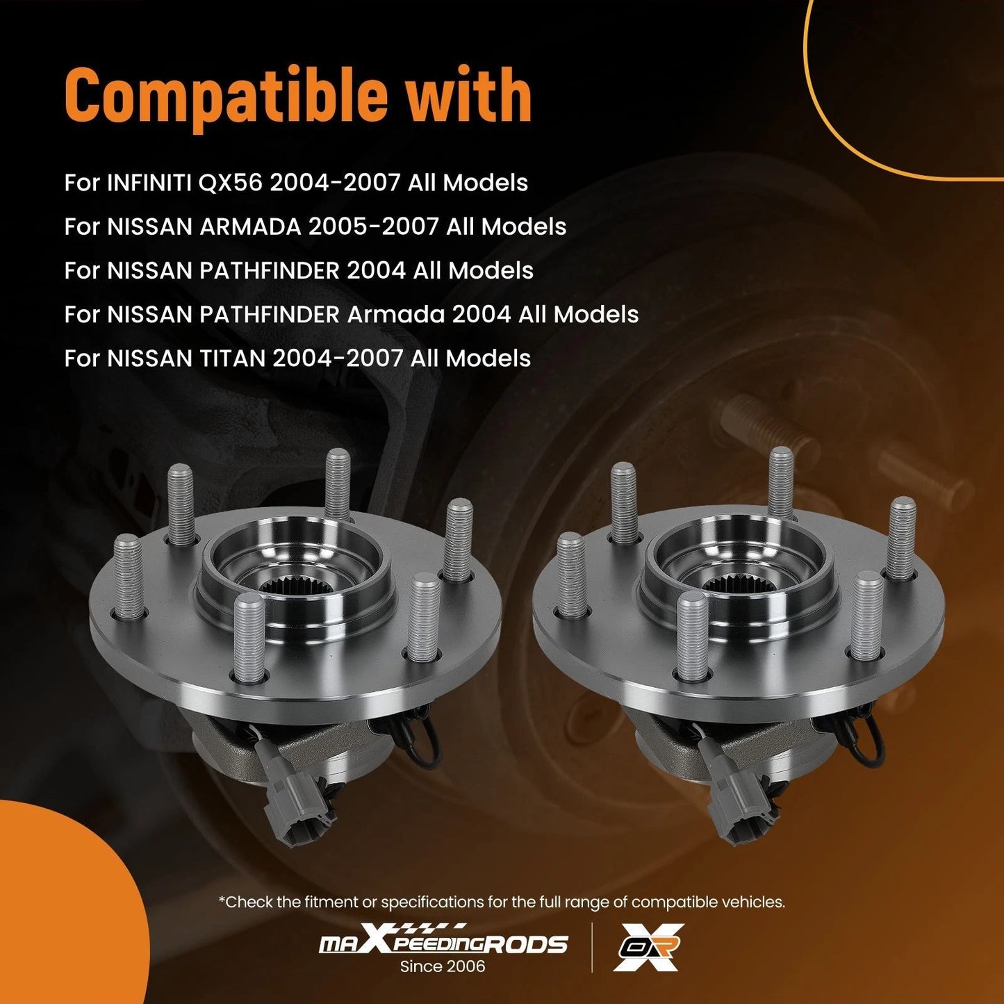 Front Wheel Hub & Bearing for Nissan Armada Titan (2004–2007) with ABS Wire