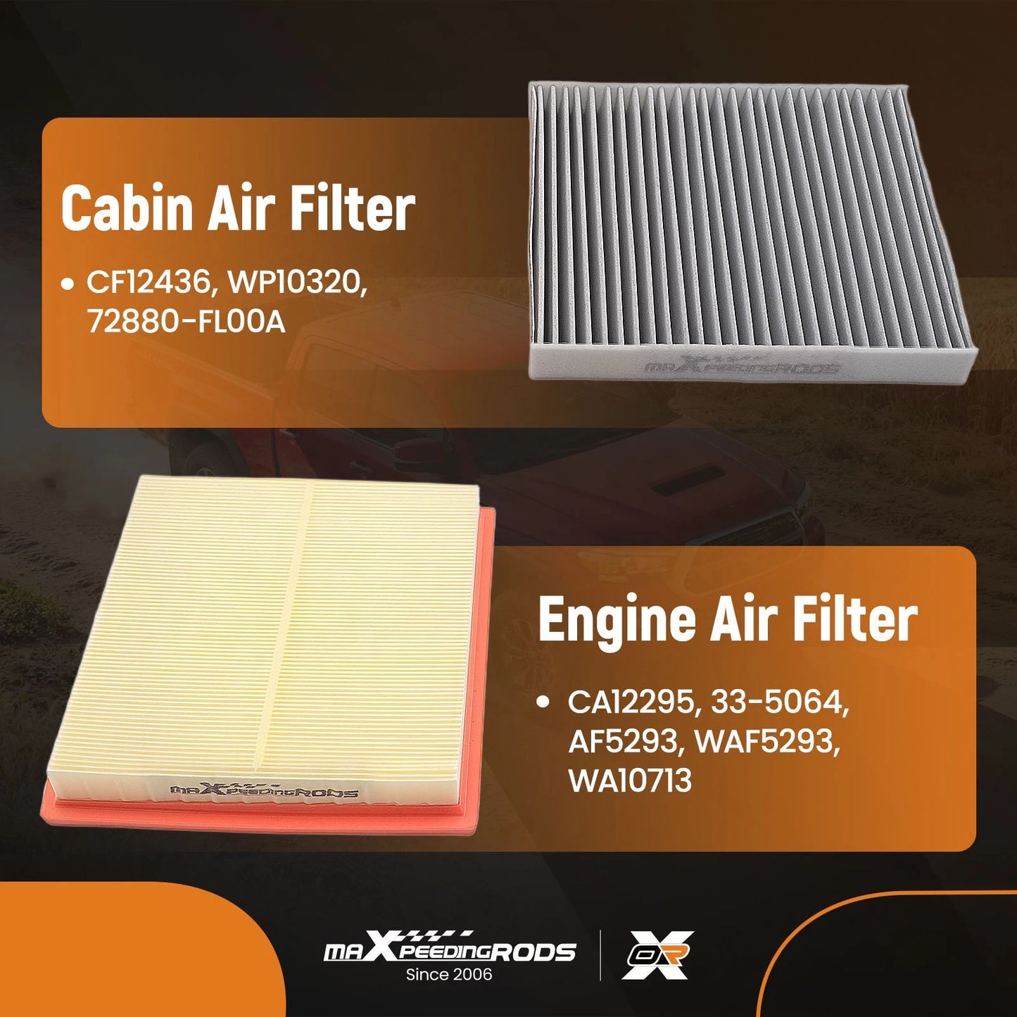 2PCS Air Filter for Subaru Ascent Legacy (2019–2025) H4-2.4L