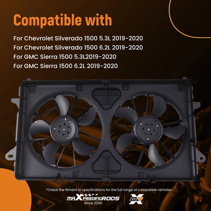 Dual Cooling Fan for Chevrolet Silverado for GMC Sierra 1500 (2019–2020)
