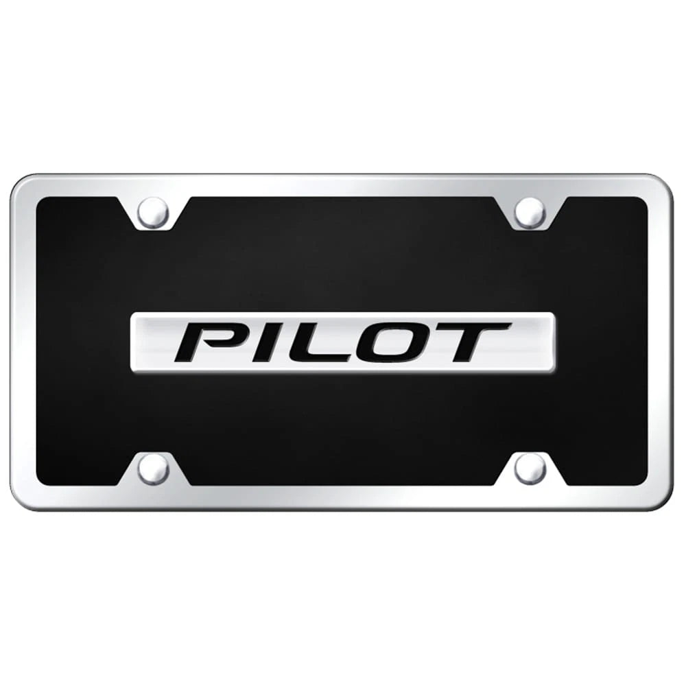 Chrome on Black Acrylic License Plate Kit - Officially Licensed for Honda Pilot