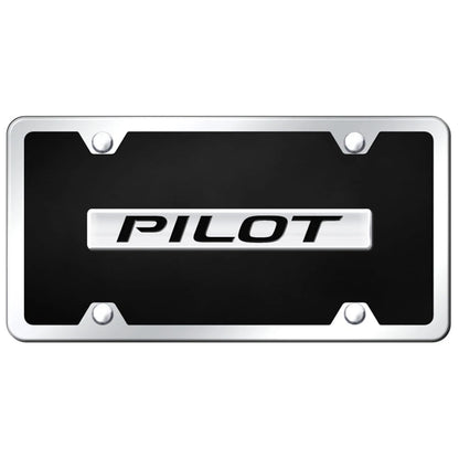Chrome on Black Acrylic License Plate Kit - Officially Licensed for Honda Pilot