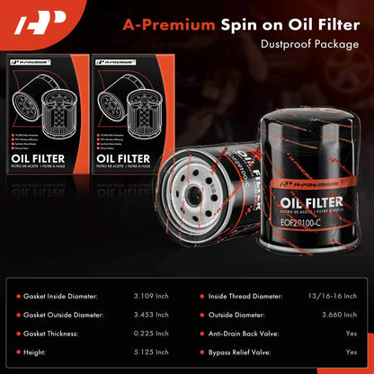 2X Engine Oil Filter for Silverado 2500 HD 2001–2019 Silverado 3500