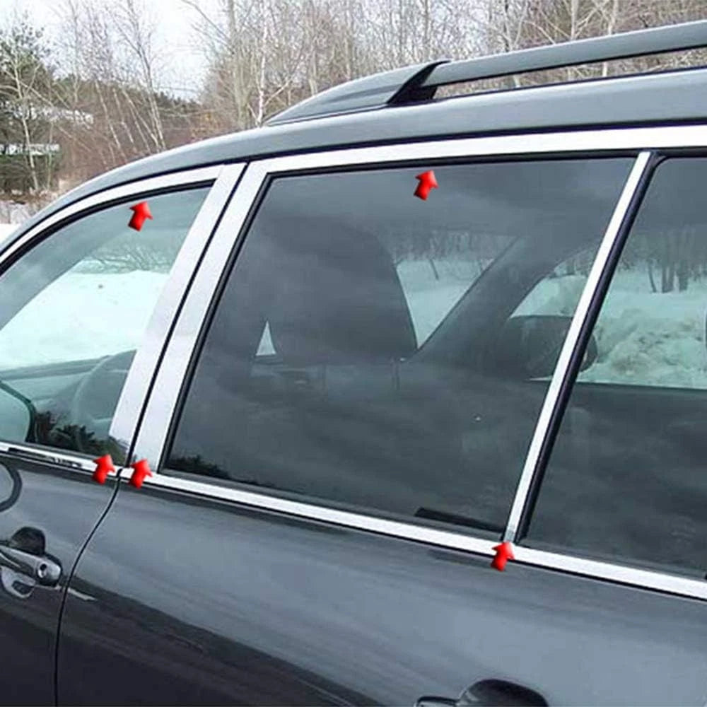 10pc Luxury FX Stainless Steel Window Trim Kit for Toyota Highlander (2008–2013)