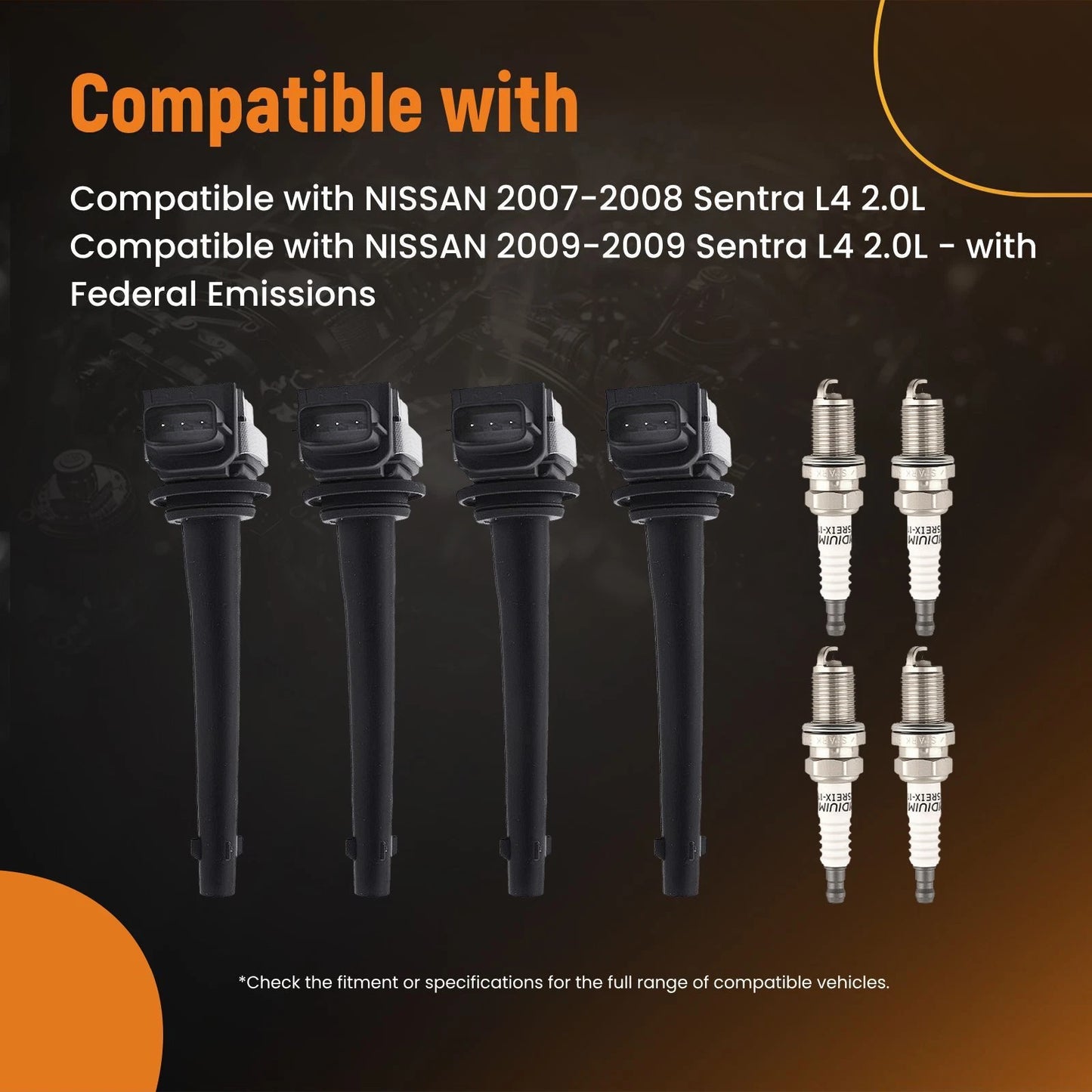 Ignition Coil Spark Plug Bundle for Nissan Sentra 2007–2009 (2.0L L4)