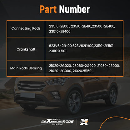 Crankshaft Rods & Bearing Set For Hyundai Tucson & Kia Soul (2012–2019)