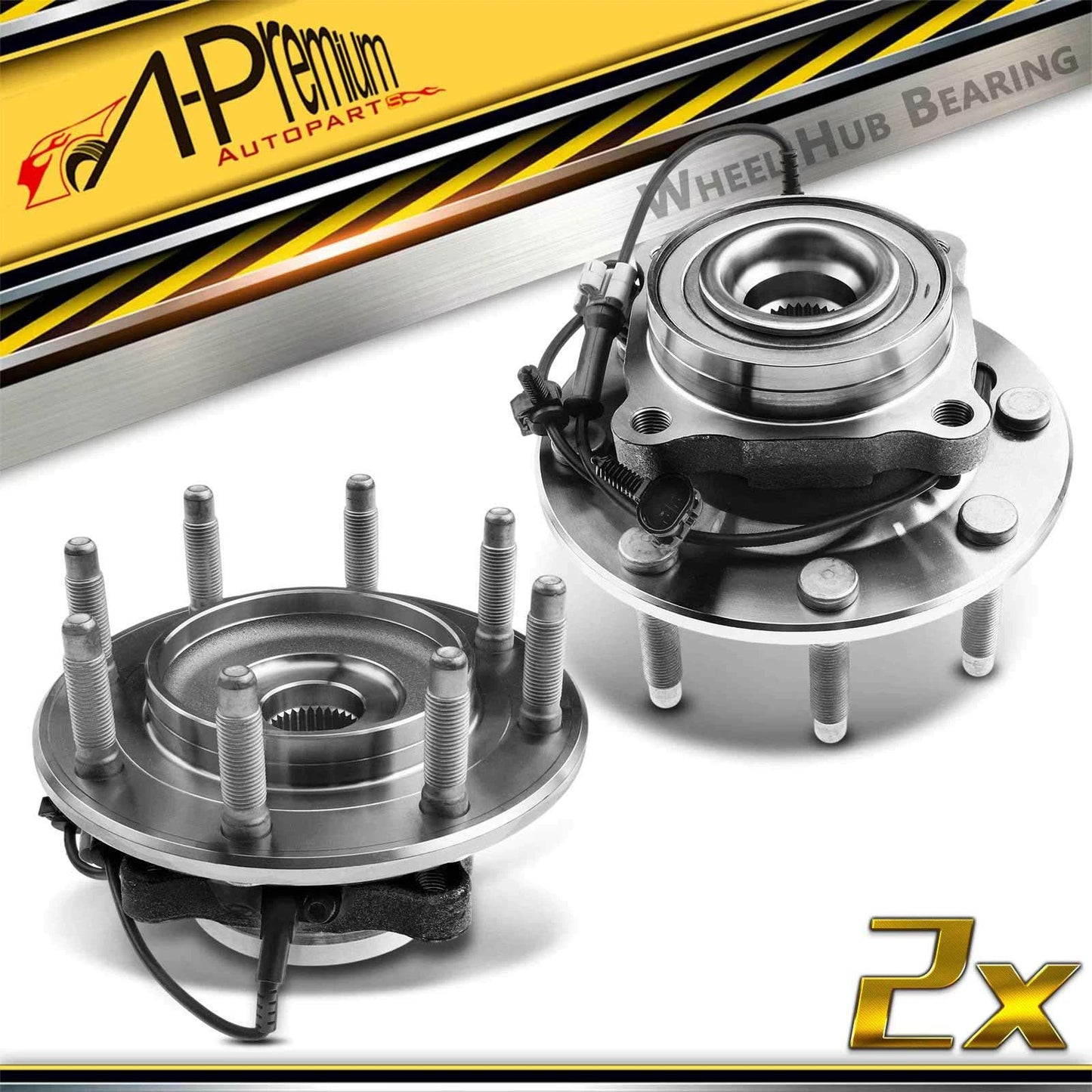 2X Front Wheel Hub & Bearing Assembly for Chevy Silverado 2500 HD (2001–2019)