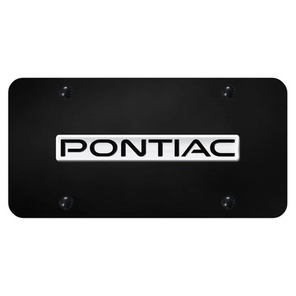 Chrome Name on Black License Plate - Officially Licensed for Pontiac