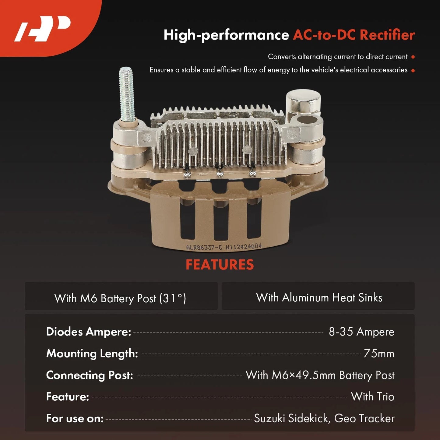Alternator Rectifier Diode for Chevrolet GMC Suzuki Geo Pontiac