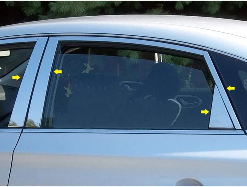 8p Luxury FX Chrome Pillar Post Trim w/Triangles For 2013-2019 Nissan Sentra