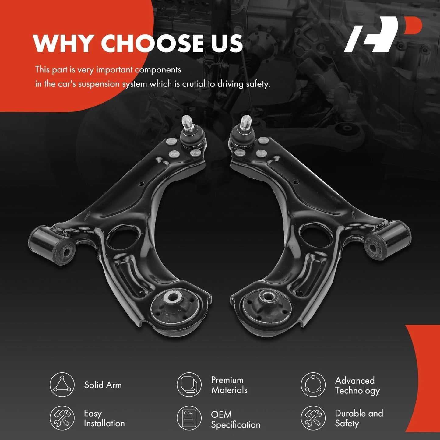 2X Front Lower Control Arm with Ball Joint for Chevy Sonic (2012–2020)