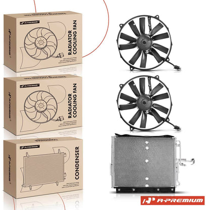 AC condenser and cooling fan assembly kit for Benz W124 300E E320 (1986–1995)