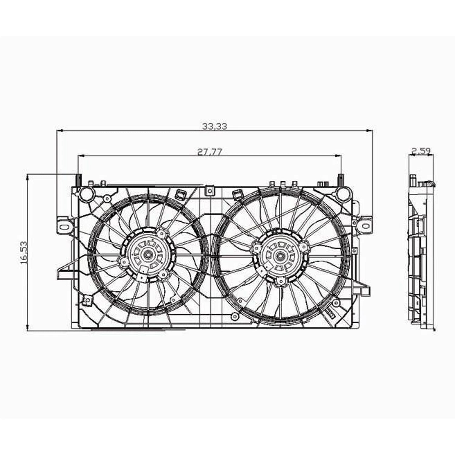 Replacement Dual Fan Assembly For 2008-2009 Buick Allure (Canada)